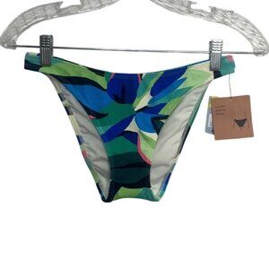 Shade & Shore Low Rise High Leg Cheeky Bikini Bottoms Small Multicolor New
